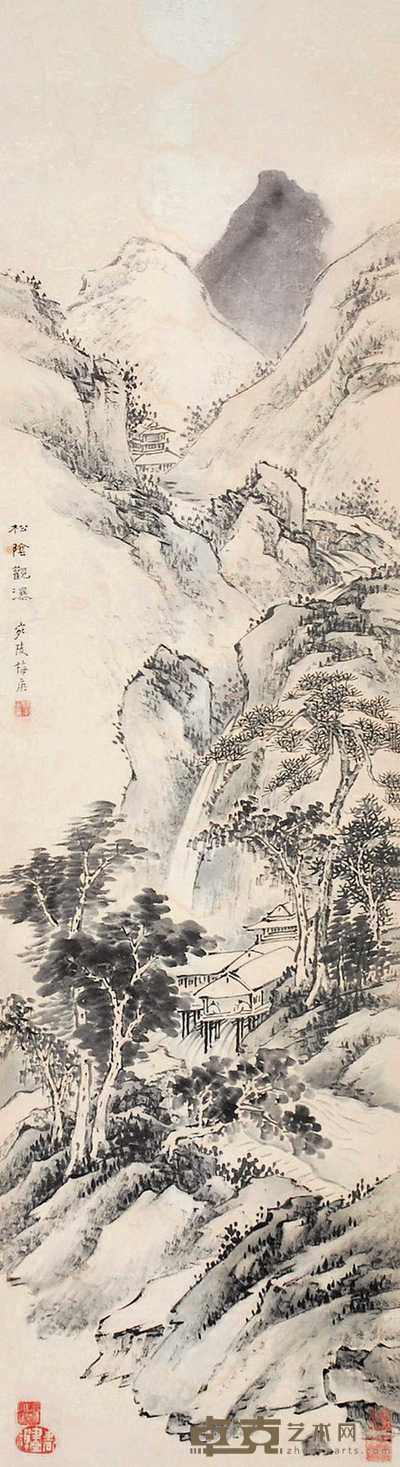 梅庚 山水 立轴 121×32cm